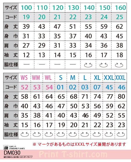 サイズ表